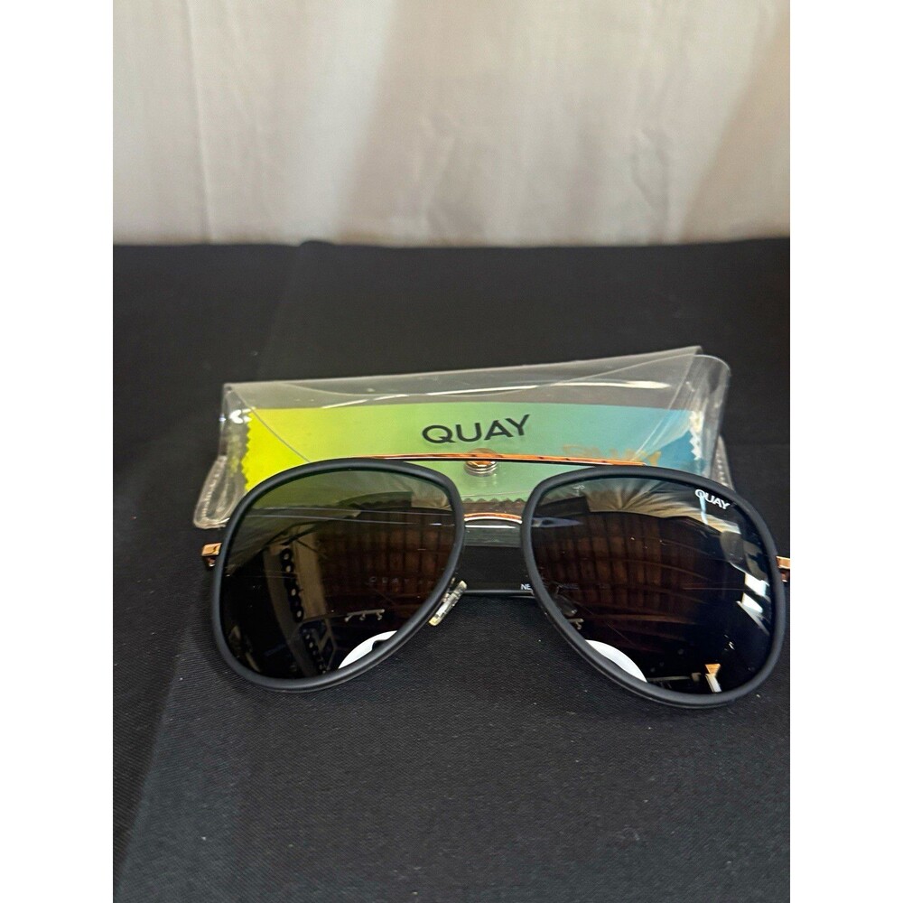 Quay After Hours Oversized Geometric Sunglasses Black Metal Frame